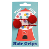 Set van 2 haarspeldjes met rode pom pom - Red pom pom hair grips